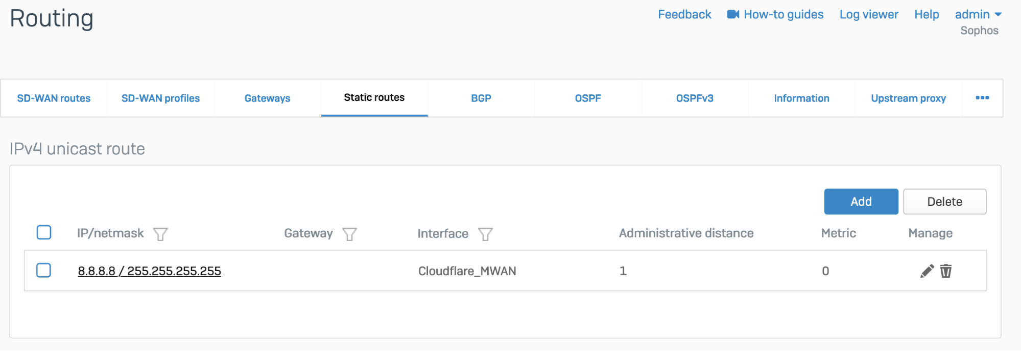 Go to static routes to add an XFRM interface-based route